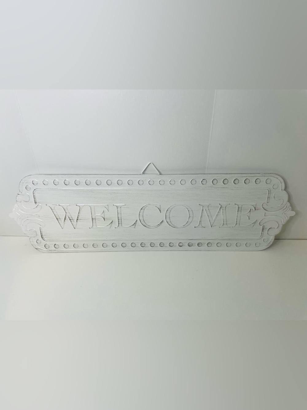 White 'Welcome' Decorative Metal Wall Plaque, Home Decor